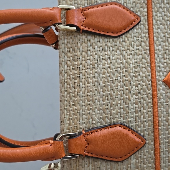 New W/ Tag Kate Spade Ellie Mini Straw Orange Mini Tote Bag Crossbody Top Handle - Picture 13 of 16